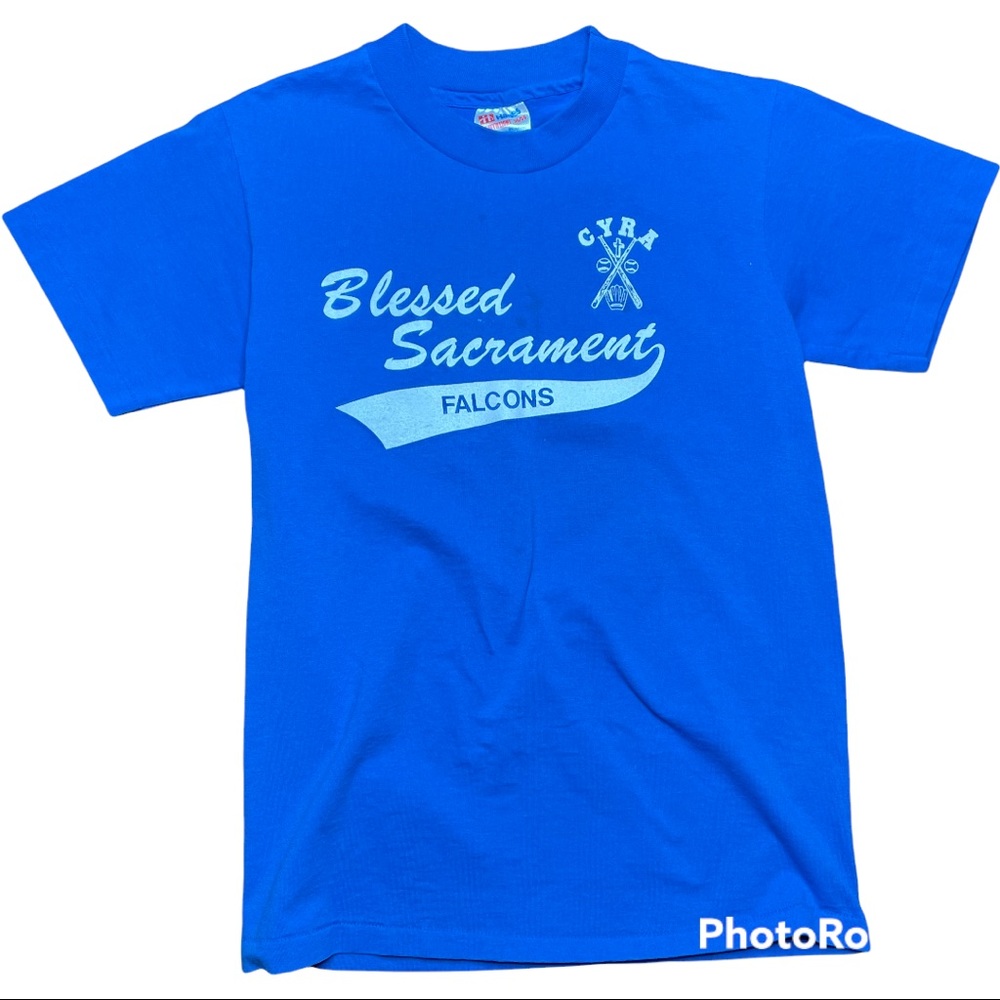 Vintage Unisex Blessed Sacrament Falcons Single Stitch Short Sleeve T Shirt
